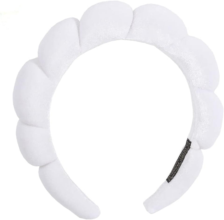 Puffy Makeup Headband Spa Headbands for Women Sponge & Terry Towel Cloth Fabric Cute Skincare Headband for Face Washing, Makeup Removal, Shower, Facial Mask (Pink)