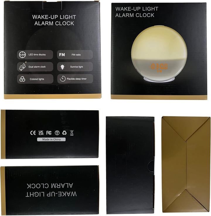 Sunrise Alarm Clocks, Wake up Light with Sunrise/Sunset Simulation Dual Alarms Bedside Night Lamp Snooze Function FM Radio 7 Natural Sound 11 Colorful Atmosphere Lamp(White)