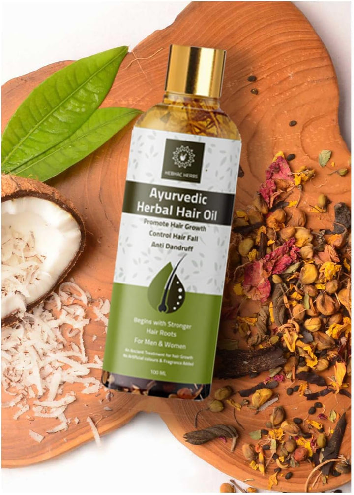 Ayurvedic Herbal Hair Oil Made with 21 Ayurvedic Herbs, Multipurpose Dandruff, Hair Fall (100Ml) Traditional Herbal Hair Oil for Men and Women | 100% Natural Indian Herbs