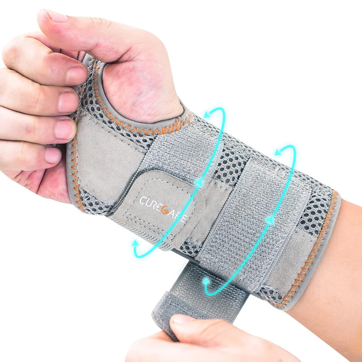 New Updated Carpal Tunnel Wrist Splint, Adjustable Wrist Support Brace with 2 Straps, Professional Wrist Stabilizer for Pain Relief, Repetitive Injuries Recovery (Left Hand-Gray, L/XL)