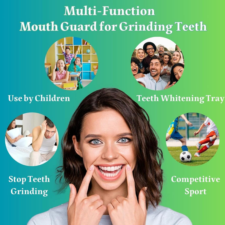 4 Pack Mouth Guard for Teeth Grinding & Bruxism – Custom Moldable Night Guard for Adults & Kids, Stops Clenching & Snoring, Reusable Sleep Gum Shield with Travel Case