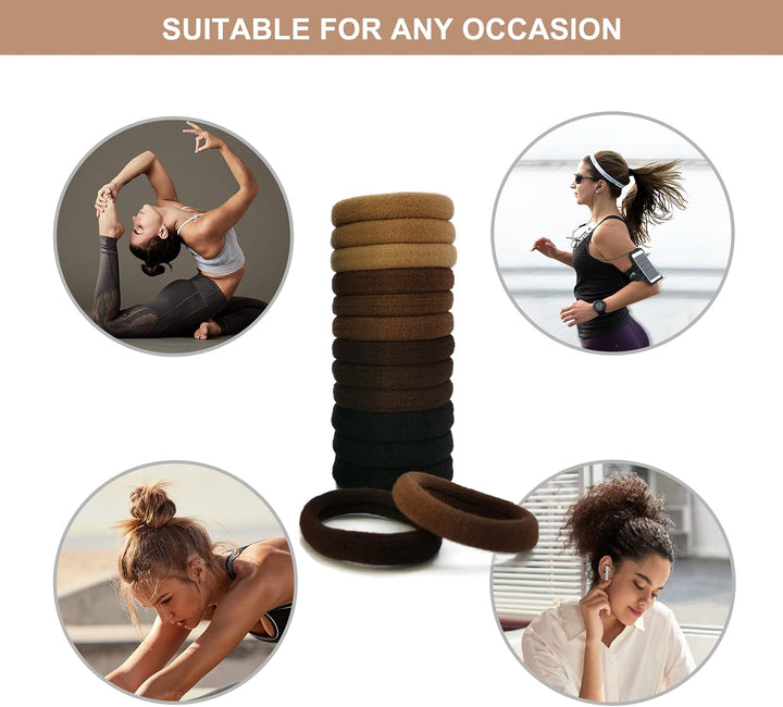 Hair Bobbles for Women, 30 Pack Soft Hair Ties No Damage, Seamless Hair Bands for Thick Curly Hair, Strong Elastic Ponytail Holders Hair Accessories (Natural Colour)