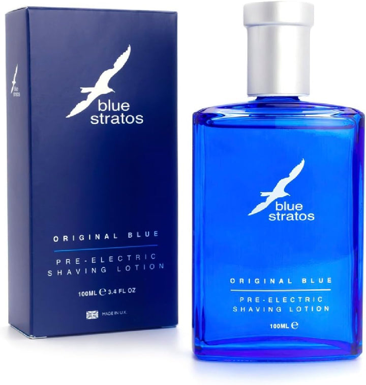 Pre-Electric Shave Lotion, Original Blue for Men, Lifts Beard & Reduces Irritation, Cooling Effect, Classic Scent of Cedarwood, Vanilla, and Musk, 100Ml