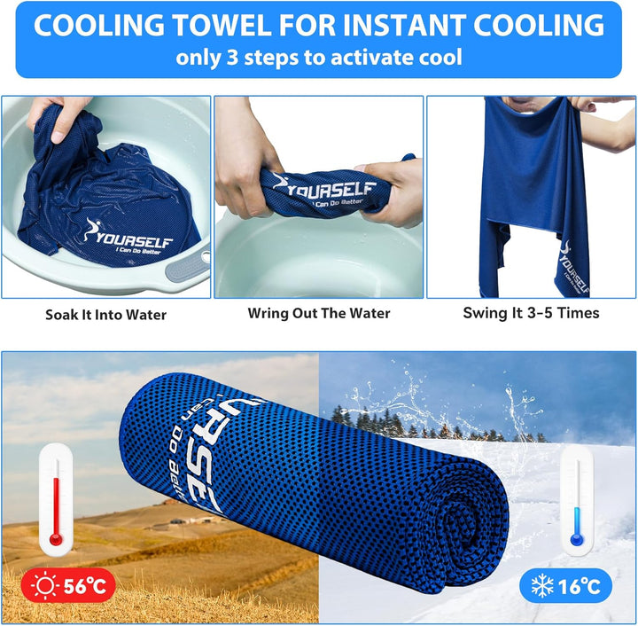 Cooling Towel, Cooling Towels for Neck,40 Inch X 12 Inch Ice Towel for Instant Cooling Relief, Soft Breathable Chilly Towel, Perfect Yoga, Golf, Sports, Gym, Workout, Athletes Towel