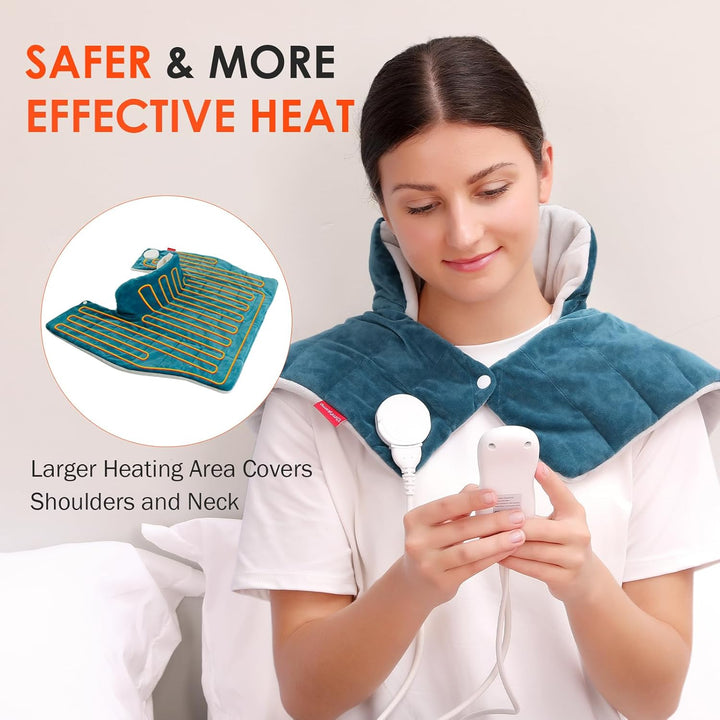 Fully Weighted Neck and Shoulder Heat Pad, 2.2Lb Electric Neck Heating Pad with 9 Heating Levels, Auto-Off Timers, Heated Neck Wrap for Pain Relief, Muscle Tension, Neck and Shoulder Warmer