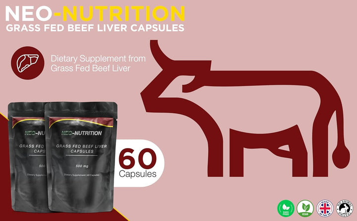 Grassfed Beef Liver Capsules 500Mg - Supports Liver, Brain, and Heart Health