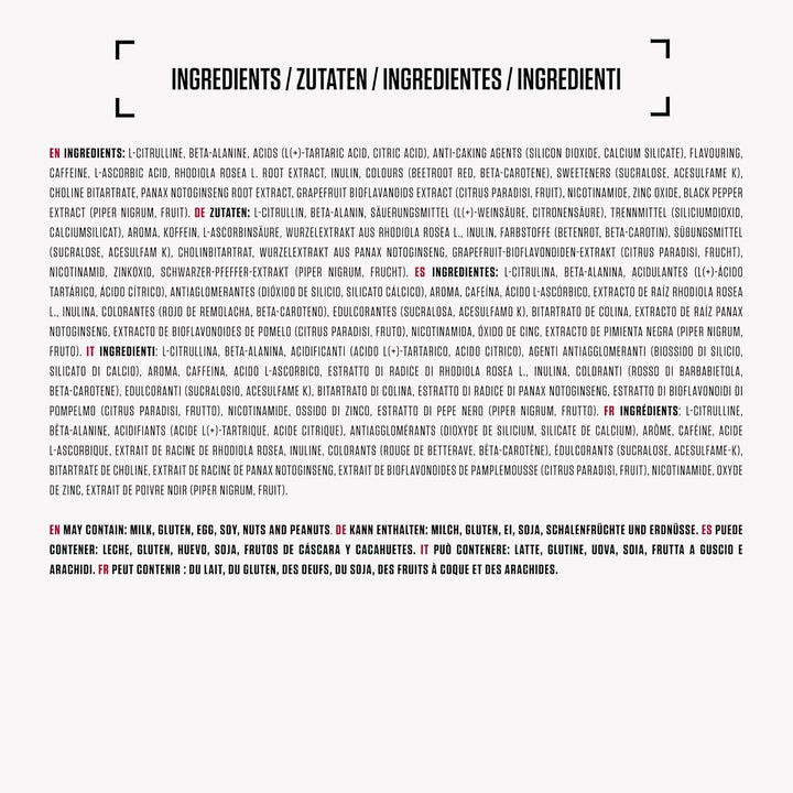 Nutrition N.O.-Xplode Pre Workout Powder Food Supplement, Energy and Focus Booster with Caffeine, Amino Acids, Vitamin C and Zinc, Red Rush Flavour, 50 Servings, 650 G