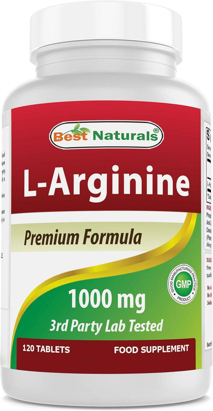 L-Arginine 1000 Mg 120 Tablets - Pharmaceutical Grade L Arginine Supplement Promotes Nitric Oxide Synthesis