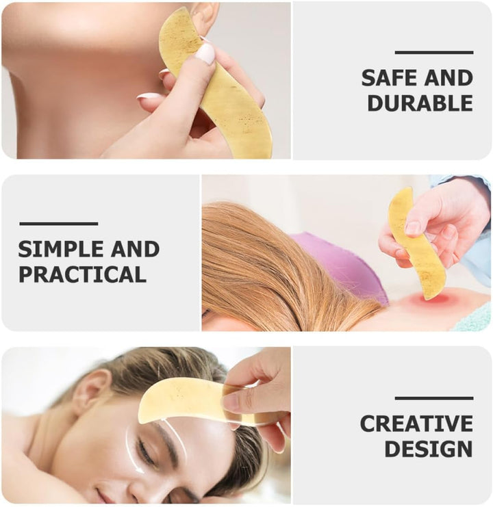3Pcs Yak Horn Guasha Board Set S-Shaped Thin Scraping Massage Tools for Body Face Neck, Natural Cattle Horn Material Household and Salon Use