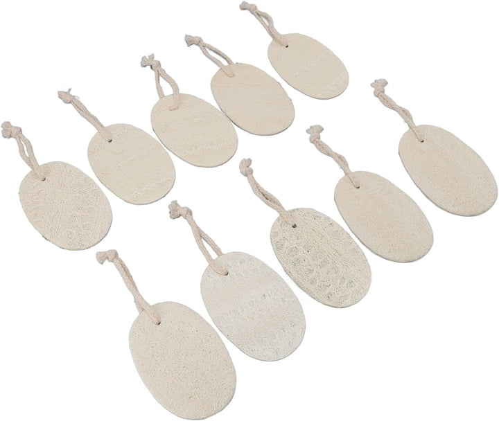 Loofah Dish Scrubber, 10Pcs 3.15X4.72In with Rope High Water Absorption Dishwashing Pad Body Scrubber for Kitchen, Made from Loofah Fibers