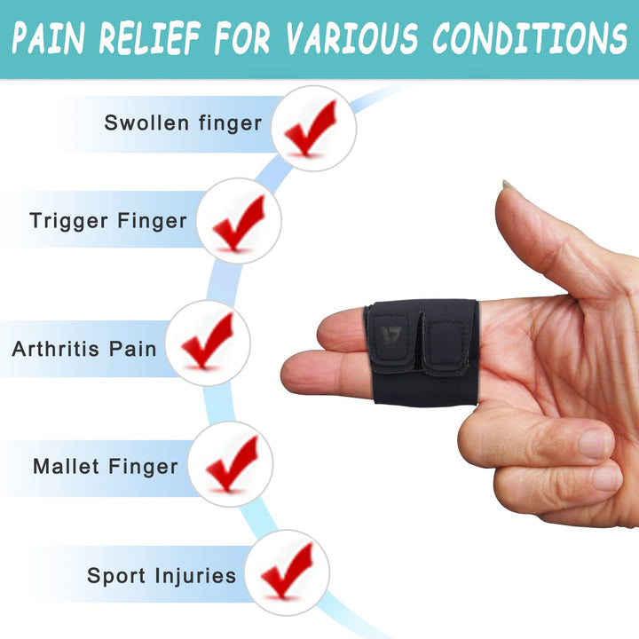Finger Splint, Breathable Finger Buddy Wraps Finger Sleeve Support Adjustable Elastic Finger Brace Sports Aid for Arthritis Trigger Finger Finger Pain Relief and Sport Injuries - Black/M