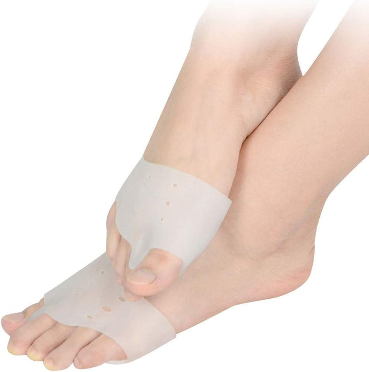 2 Pairs Gel Toe Separators Metatarsal Pads, Gel Toe Straightener for Overlapping Toes, Bunion Corrector, Hallux Valgus Forefoot Pain Relief (5-Hole Toe Separator Metatarsal Pads)