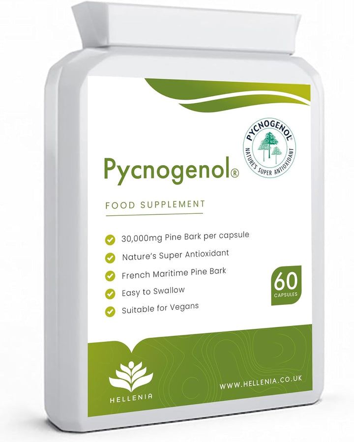 Pycnogenol® French Maritime Pine Bark Extract - 60 Capsules | Providing Naturally Powerful Bioflavonoids | High Bioavailability Pycnogenol | Suitable for Vegans - Made in the UK by