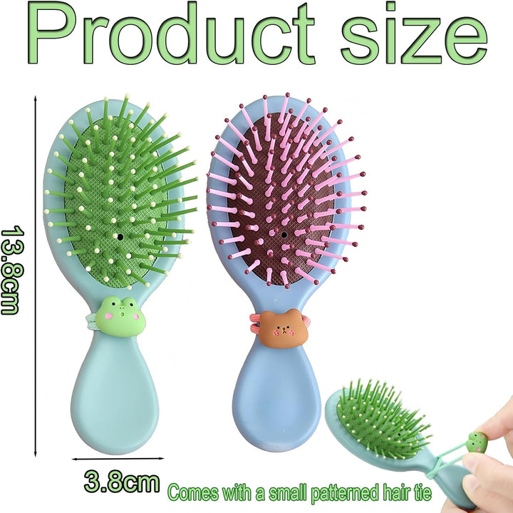 2Pcs Toddler Hair Brush Kids Hair Brush Set,Massage Comb Small Hair Paddle Brush for Thick Curly Thin Long Short Wet or Dry Hair Provide Effective Way for Daily Hair Care(Little Bear and Little Frog).