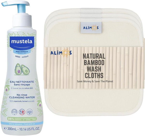 Reusable Bamboo Baby Wipes to Work with Mustela Bébé Cleansing Water without Rinse 300Ml