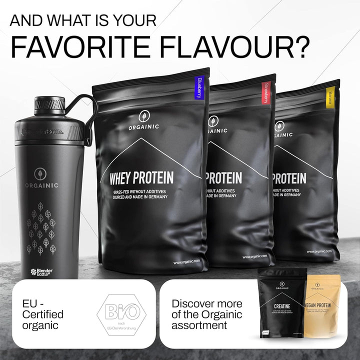 Natural Whey Protein - Organic Certified without Additives - Protein Powder from Germany - Grass Fed Whey Protein - 1000G