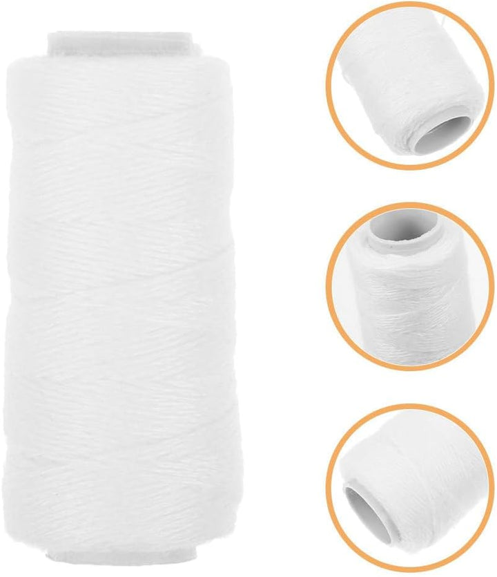 6 Rolls White Cotton Facial Threading Strings Hair Remover Tool for Smooth Skin, Eyebrow, and Chin Hair Removal