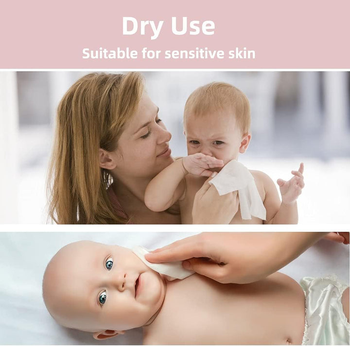 Baby Dry Wipe,100% Cotton,Dry Wipe Cotton Tissues,Baby Sensitive Skin,Taking Care of Baby Skin,7.9 X 4.7 in 6-Pack (600 Count)