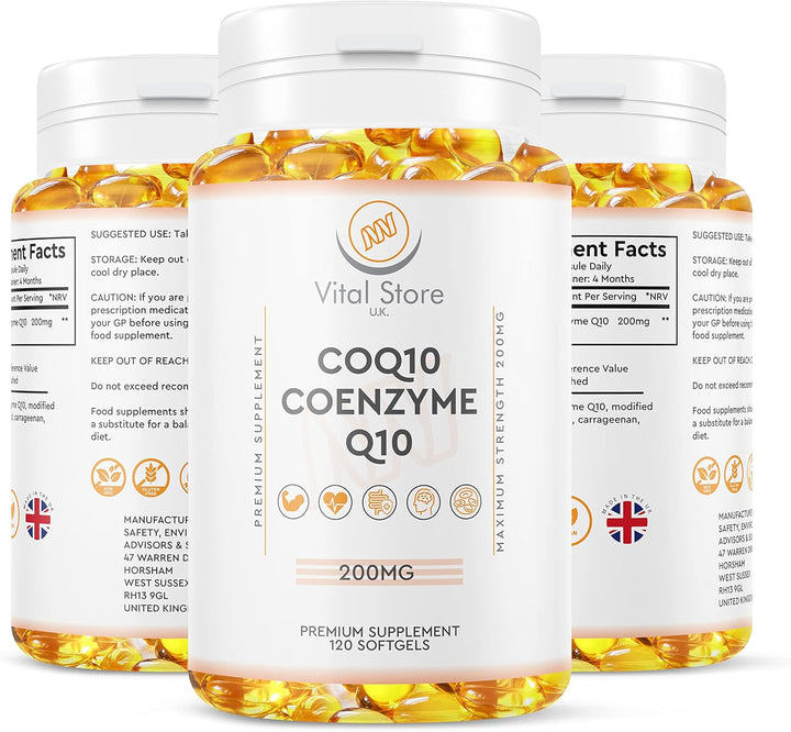 Coq10 200Mg - 120 Vegan Softgels (4 Month Supply) - Easy to Swallow - Vegan Ubiquinone Coenzyme Q10 - High Strength Coq10 Supplement for All Diets