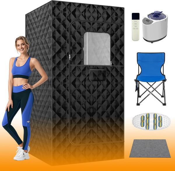 Portable Steam Sauna, Home Sauna with 3L 1200W Steamer, Remote Control, Personal Full Body Sauna Pod for Home, Gym, Garage