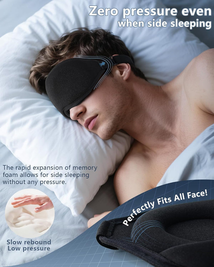 Sleep Mask, 2 Pack of Super Soft and Comfortable Eye Mask for Sleeping, 100% Blackout Sleep Aid Eye Mask for Men & Women with Adjustable Straps, Suitable for Travel, Night Sleeping, Nap