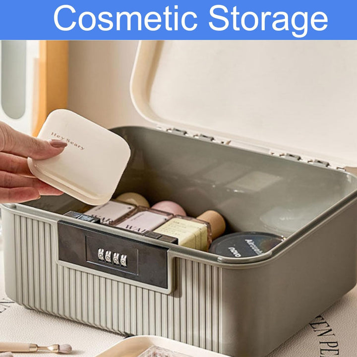 Medicine Storage Box,Household Medicine Storage Box Organiser,First Aid Box,Double Layers Multi Grid Medicine Box,Code Box with Lid Medication Storage Box Medicine Cabinet for Home,School(Blue/9L)