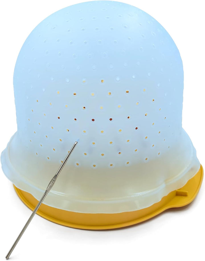 9 Pcs Highlighting Cap Kit Pre Holed Highlighting Cap Holes Opened Highlights Cap Hair Dye Cap Silicone Streaking Cap Frosting Cap with Disposable Professional Hair Colouring Dye Tools Kit