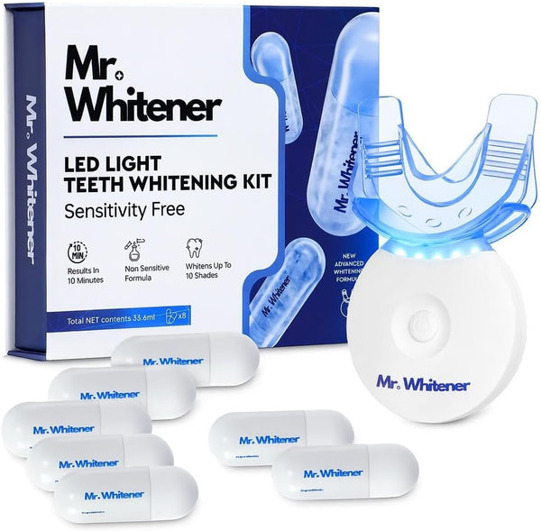 LED Teeth Whitening Kit, Dentists Recommended, Enamel Safe, Professional Pap Tooth Whitener for Sensitive Teeth, Professional 8 Refill Teeth Whitening Gel Pods 33.6Ml, Remove Teeth Stains