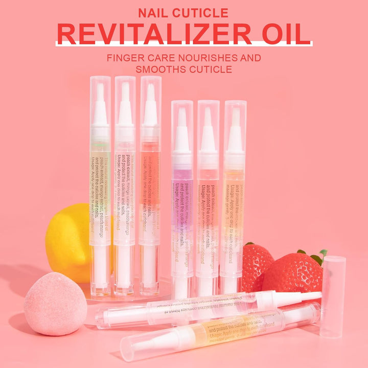 Cuticle Oil Pen,3Pcs Nutrition Oil Pen with Nail File,Cuticle Oil for Nails with Natural Ingredients,Nail Oil Cuticle for Repairing Cracked and Dry Nail(Pineapple & Peach & Jasmine Flavor)