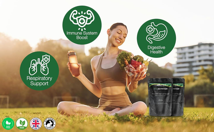 Mullein Leaf Extract for Lungs | High Strength 5000Mg Mullein 10:1 Extract, Lung Support & Respiratory Health | Detoxification Aid & Cleansing Support Supplement - 60 Capsules