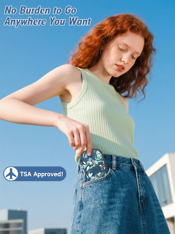 Monjaro Travel Case - Insulin Cooler Travel Case with 2 Ice Packs, Keep Medicine Cool While Traveling, Medicine Cool Bag for Diabetes Supplies(Blue Camellia)