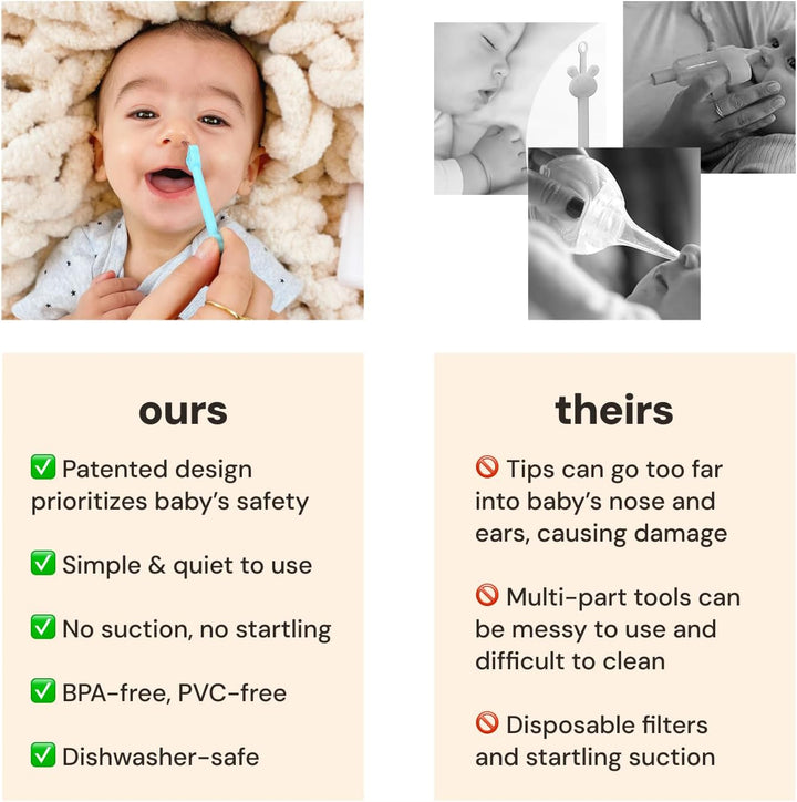 - Nose and Ear Gadget. Safe, Easy Nasal Booger and Ear Cleaner for Newborns and Infants. Dual Earwax and Snot Remover. Aspirator Alternative - Two Pack with Case - Orange Seafoam