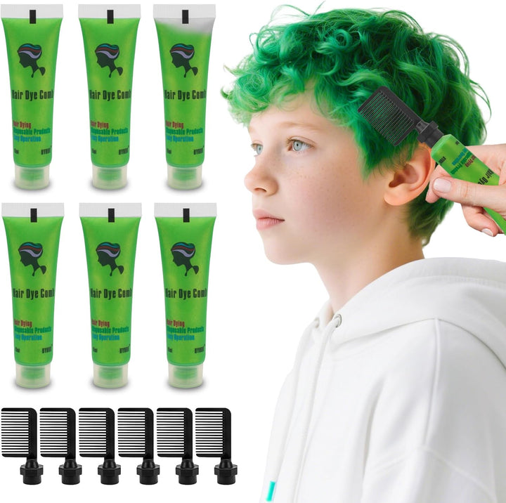 Hair Dye for Dark Hair, Temporary Hair Colour Comb for Girl & Women. Great Gift on Birthday Halloween Christmas Cosplay Party, Easy Washable and Safety Hair Chalk Comb(6 Bright Colour)