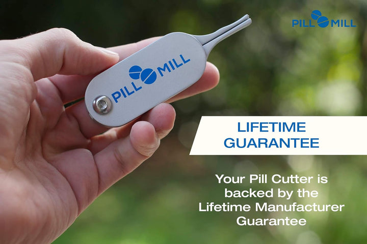 Pill Cutter Splitter by  - Metal Blades That Will Never Dull - Grip Handle Helps to Cut Small or Large Pills with Ease - Light and Durable Tablet Divider - Perfect Medicine Slicer for Travel