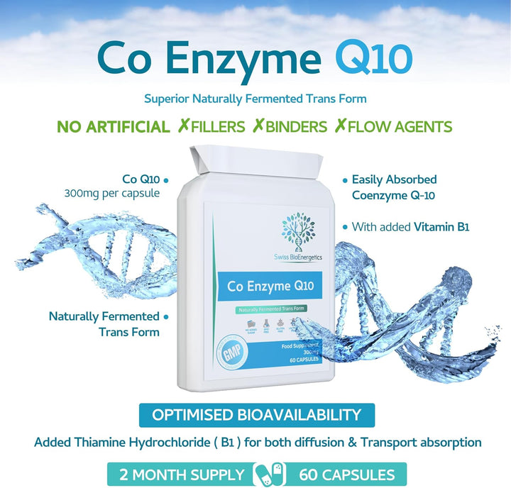 Co Enzyme Q10 Coq10 300Mg 60 Capsules - Superior Naturally Fermented Trans Form