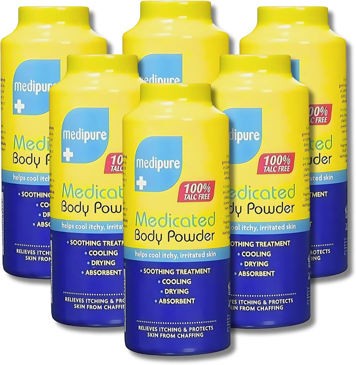 edipure edicated Body and Baby Powder - 100% Talc-Free Skin Protection and Soothing Relief, 6 Pack - Gentle, All-Natural Forula for All-Ages Care, Ideal for Sensitive Skin
