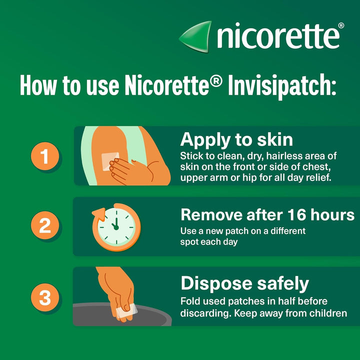 Invisipatch, Nicotine Patches Step 1, 25Mg, 7 Nicotine Patches, Effective and Discreet Stop Smoking and Stop Vaping Aid, to Beat Cravings & Withdrawal Symptoms (Quit Smoking or Vaping)