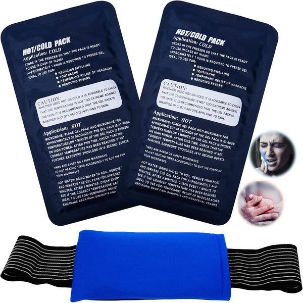 Ice Packs for Injuries Reusable(3 Piece Set),Gel Hot & Cold Ice Packs,Joint Pain, Muscle Pain, Ice Packs with Adjustable Straps, Treat Arms, Shoulders, Knees, Legs Back and More