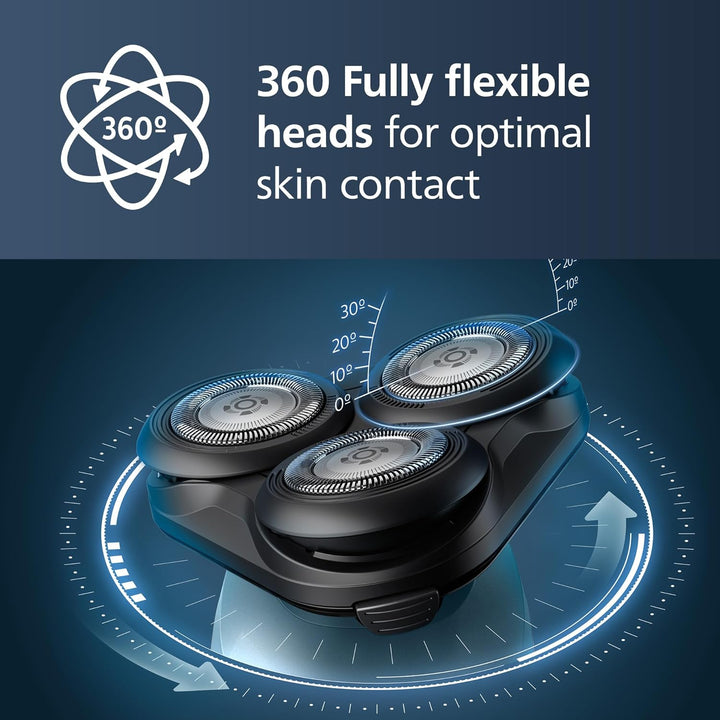 Shaver Series 5000 - Wet & Dry Electric Men'S Shaver in Metallic Blue with Precision Trimmer and Soft Pouch Travel Case (Model S5465/18)