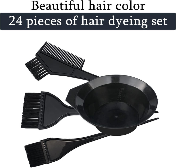 24 Pcs Hair Dye Coloring Kit, Hair Tinting Bowl, Dye Brush, Ear Cover, Gloves for Hair Tint Dying Coloring Applicator