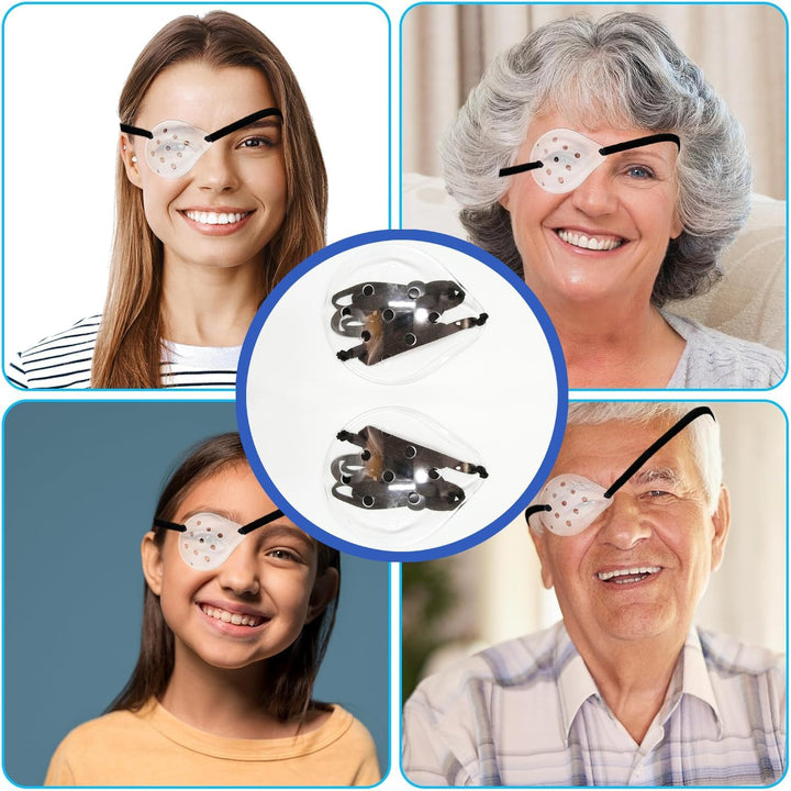 2 Pack Plastic Eye Shield Medical Eye Patch for after Cataract Surgery Eye Protection or Sleeping, Upgraded Elastic Band Longer and Wider for Adult, Clear
