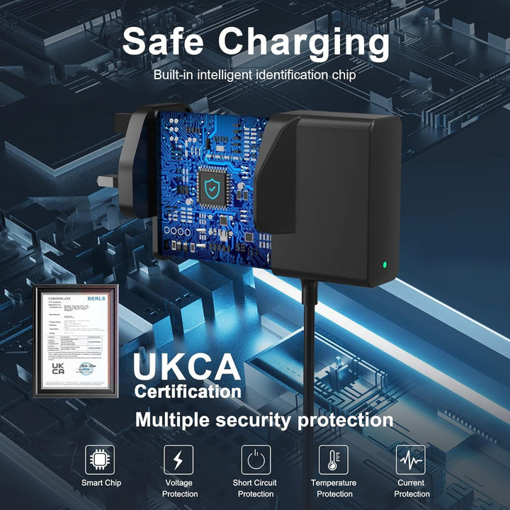 15V for Philips Shaver Chager HQ8505 Cable UK for Series 5000, 7000, 9000 Beard Trimmer S5465, MG7930, S3233, BT5502, BT9810, MG7790 MG7750 Electric Razor Aquatouch UKCA Power Lead(Light/Brush)