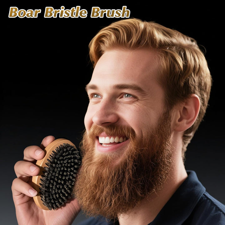 Stocking Fillers for Men, Christmas Gifts for Men Him, Birthday Gifts for Mens Dad Husband Boyfriend,  Beard Brush Grooming Kit with Brush Comb Scissors, Grandad Daddy Step Dad Xmas Presents