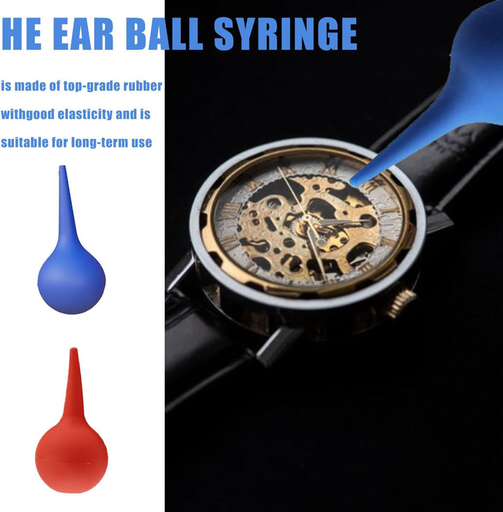 2 PCS Rubber Suction Ear Syringe Bulb - Safe and Gentle Ear Cleaner, Versatile Bulb Syringe for Ear Washing, Nasal Mucus Removal, and General Cleaning(Blue+Red)