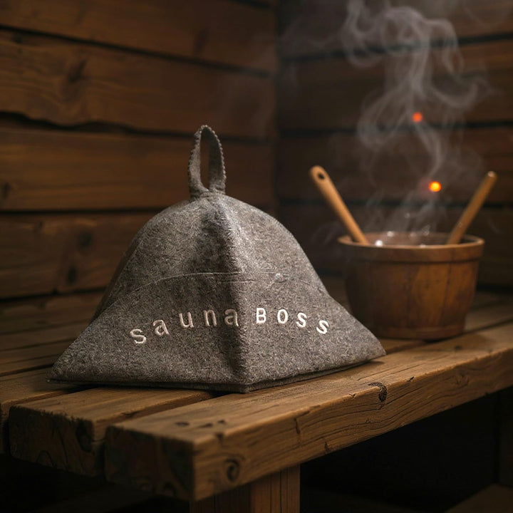 Sauna Hat Made of Wool Felt – (510-148) Felt Sauna Cap for Men and Women, Felt Cap for Sauna, Grey 510-148, One Size