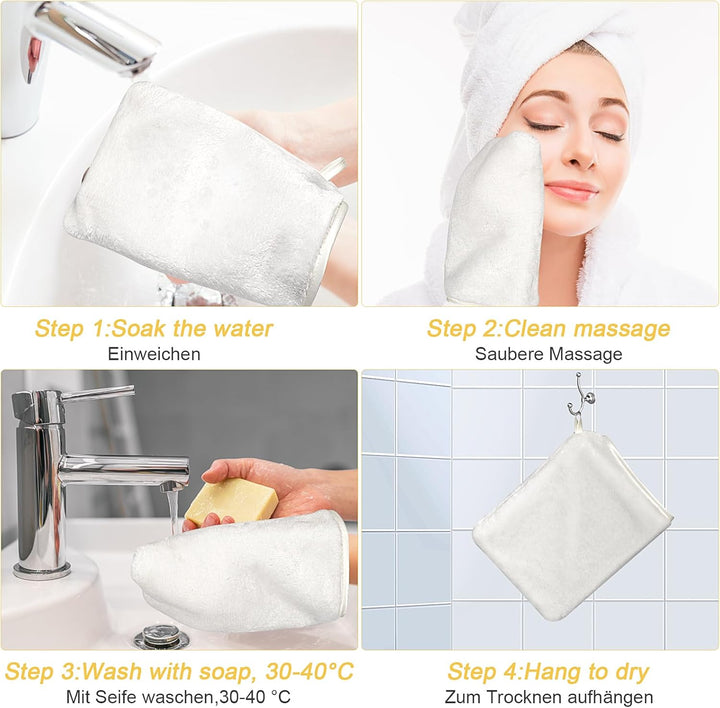 6 Pack Flannel Face Cloths Face Body Wash Cloth, Super Absorbent & Soft Facial Mitts, Reusable Makeup Remover Wash Gloves Bath Mitt, White Towel Small Hand Towels-13X20Cm