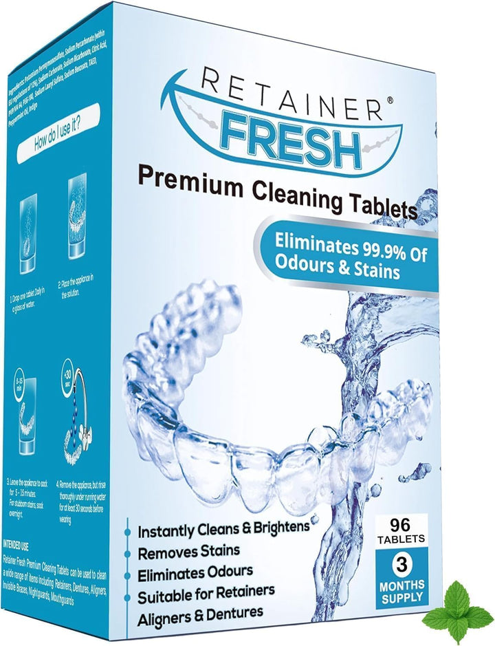 Retainer Cleaner Tablets - 120 Tablets 4 Month  - Retainer Cleaning Tablets, Mouth Guard Cleaner, Denture Cleaner, Aligner Cleaner, Brite Retainer Tablets