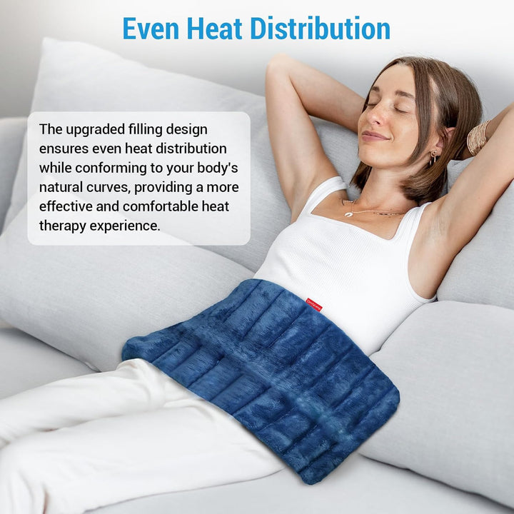 XXL Microwavable Wheat Bag with Larger Coverage 30X60Cm, 3.6Lb Weighted Microwave Heat Pad for Back, Abdomen, Neck, Shoulder, Moist Heat Therapy for Muscle Soreness, Joint Pain, Period Cramp