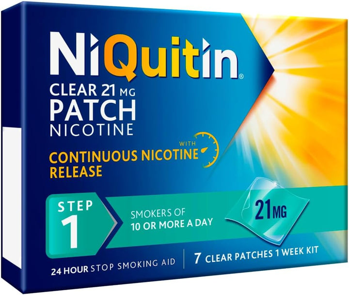 , Step 1, Stop Smoking Aid Therapy, 24 H Craving Control, Invisible Nicotine Patches, 21 Mg Nicotine Patch, 7 Clear Patches for 1 Weeks Treatment