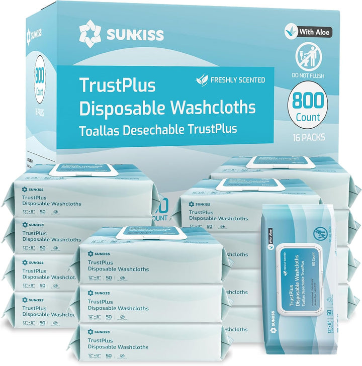 Trustplus Wet Wipes for Adult, Extra Thick 20 X 30 Cm Body Cleaning Wipes with Aloe for Incontinence & Cleansing, Fresh Scent, 50 Count